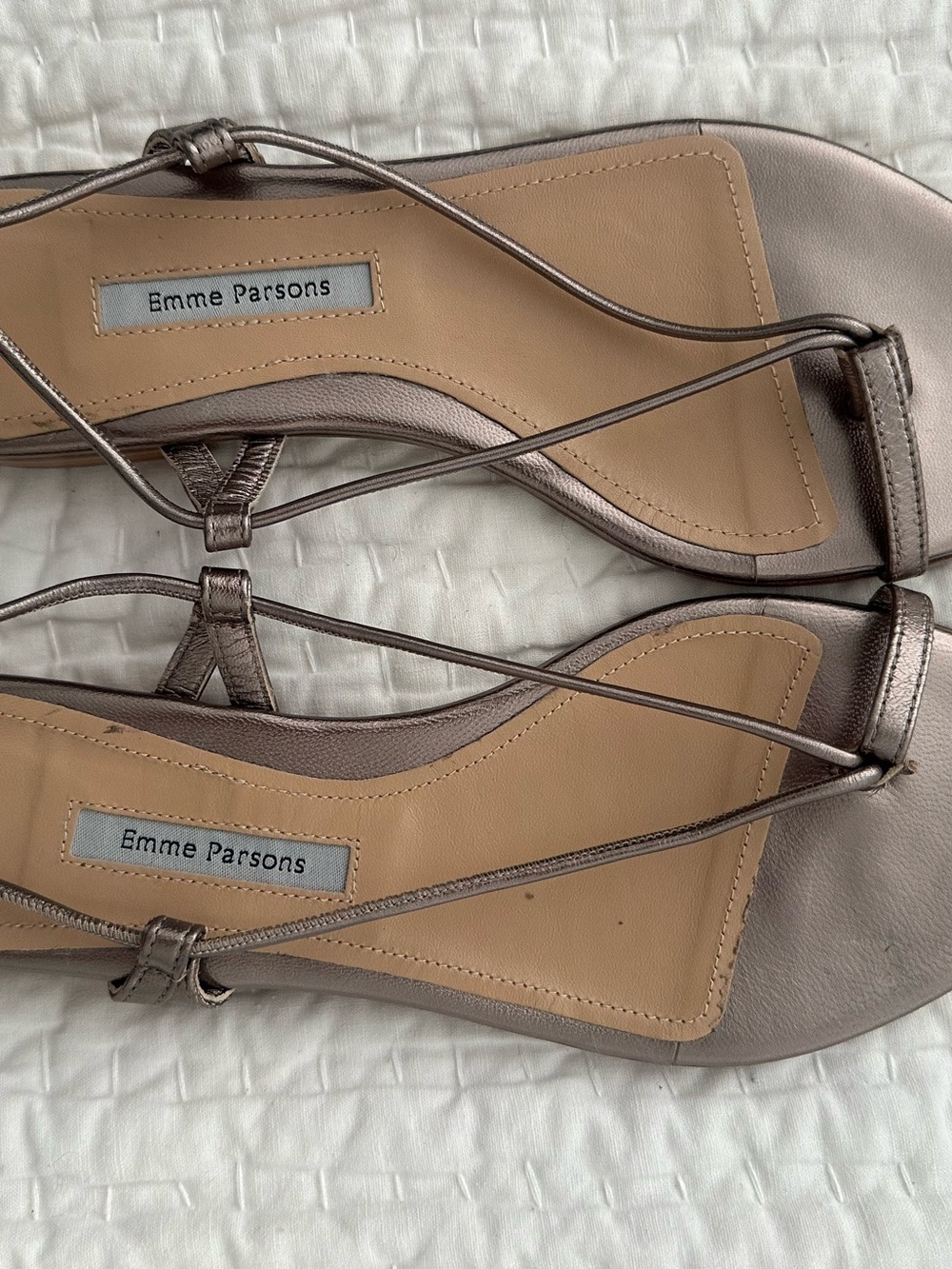 Emme Parsons Metallic Taupe Strappy Sandals